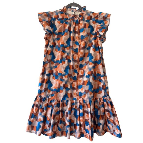 Pinch Womens Ruffle Sleeve Dress Multicolor Abstract Pattern - Picture 1 of 10